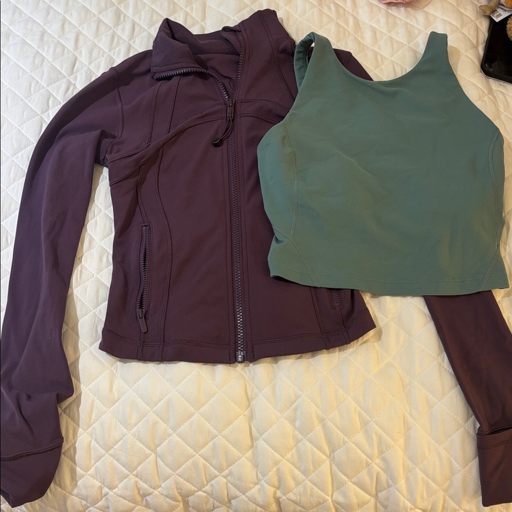 lululemon athletica Purple Jacket and Green Tank Top
